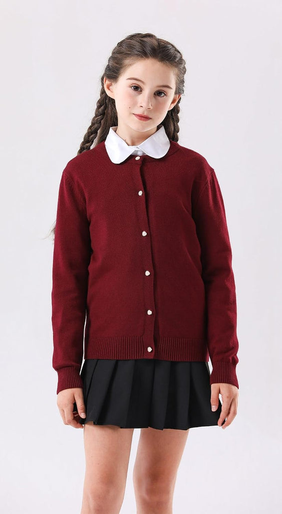 Sweater School Uniforms Button Long Sleeve Knit Tops