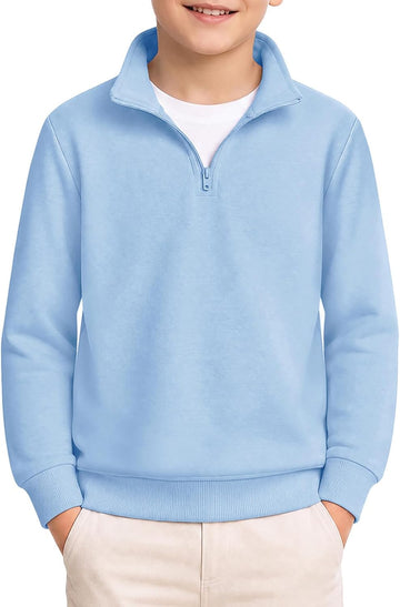 Boys Quarter Zip Sweatshirt Athletic Long Sleeve Pullover Tops