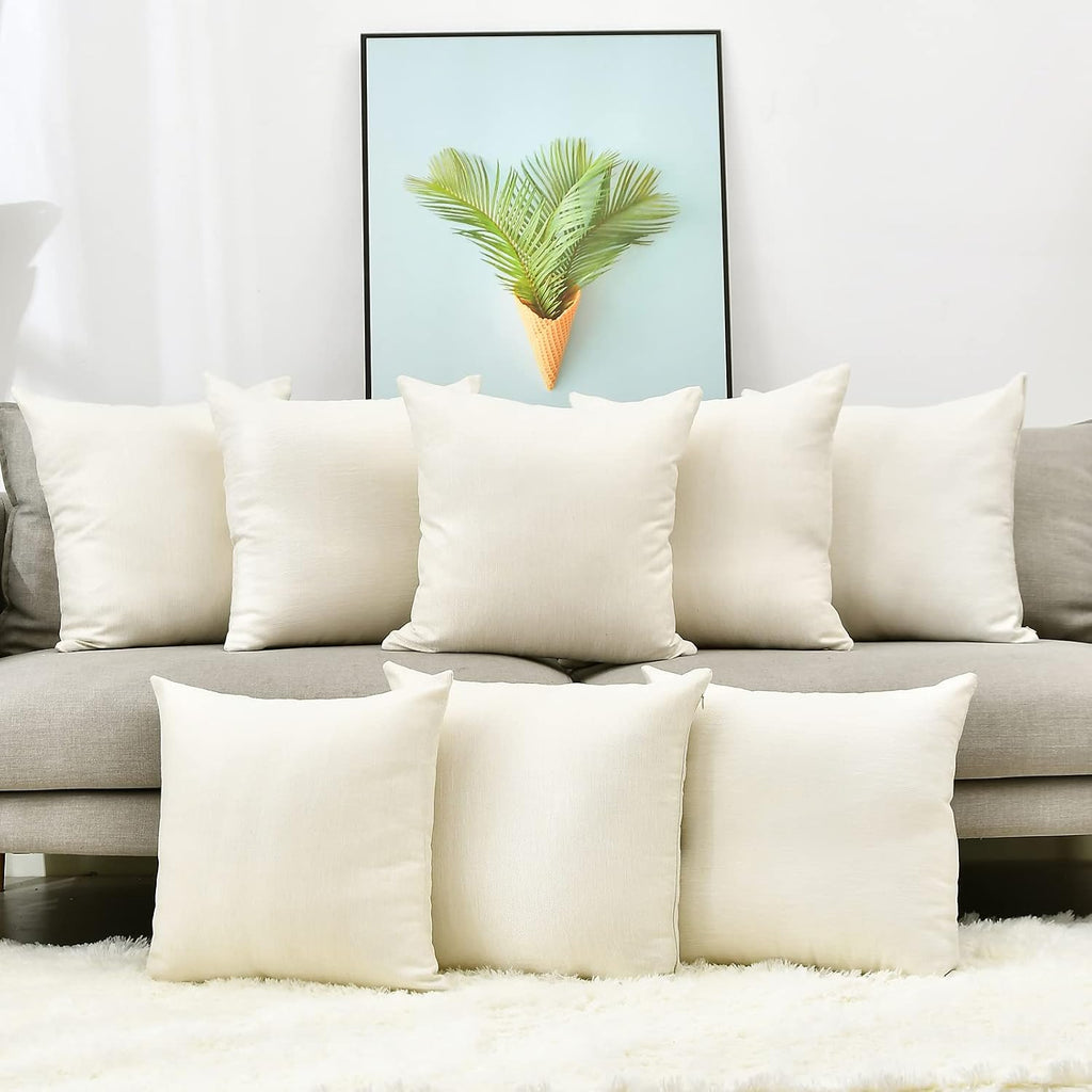 Pack 8 Linen Throw Pillow Covers Set Cushion Case, Blank for HTV Iron on Design,18x18 Inch