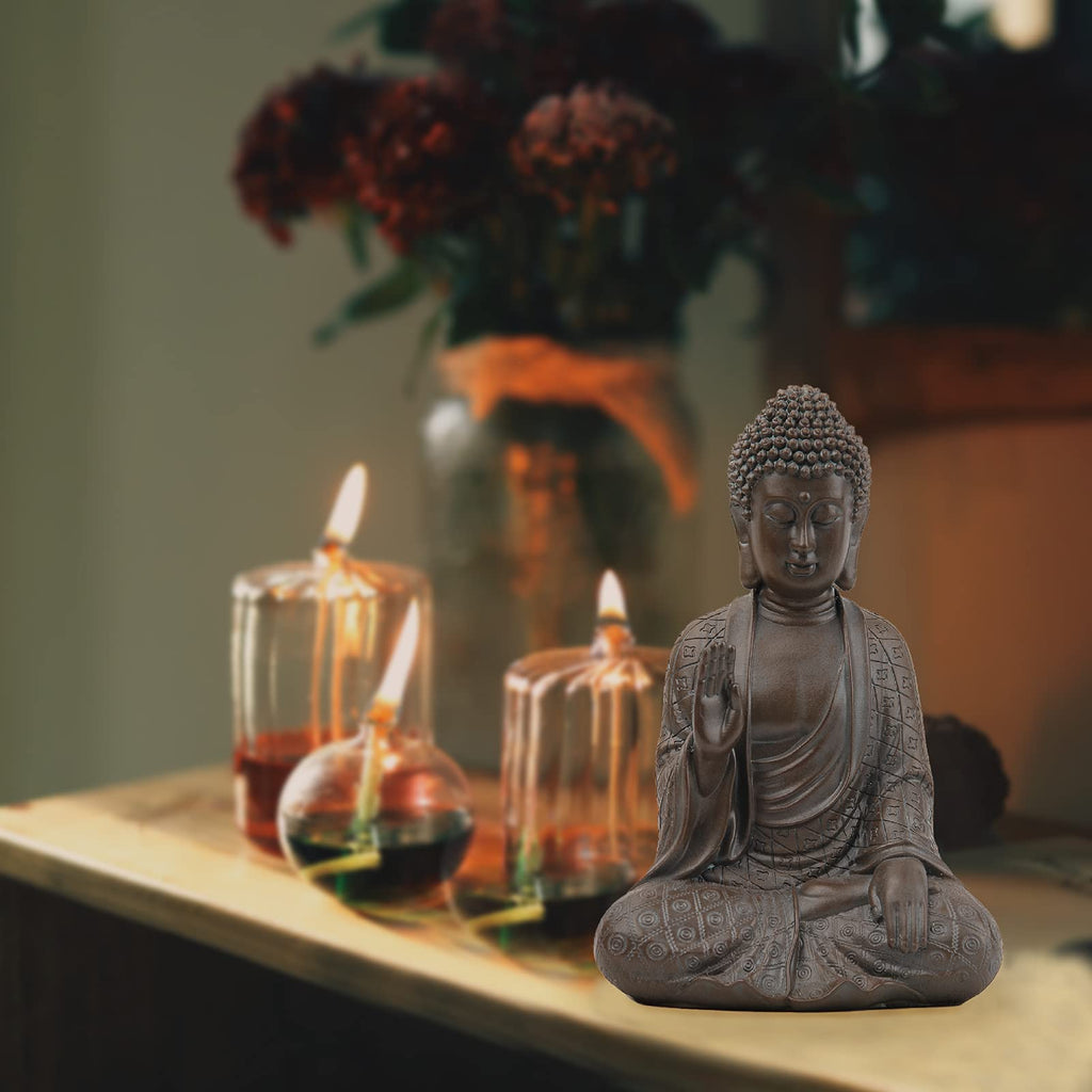 Buddha Statue Decor, Buddah Statute Zen Decoration, Meditation Buddha Decor Brown 7 inch