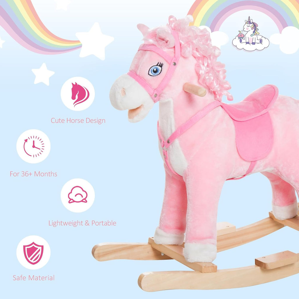 Kids Ride on Rocking Horse with Realistic Sounds for 3 Years Old