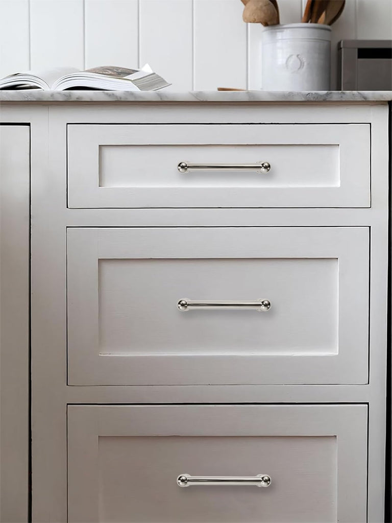10 Pack 4 Inch Hole Center Polished Nickel Cabinet pulls 100% Solid Heavy Duty Dresser Pulls Cabinet Drawer Pulls
