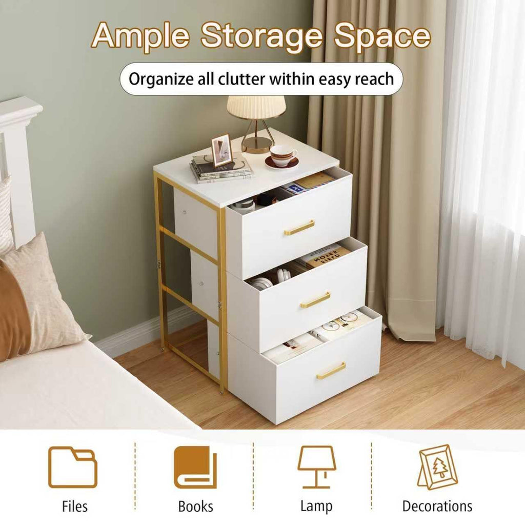 Closet Drawers for Clothes, Small Nightstands with 3 Fabric Drawers