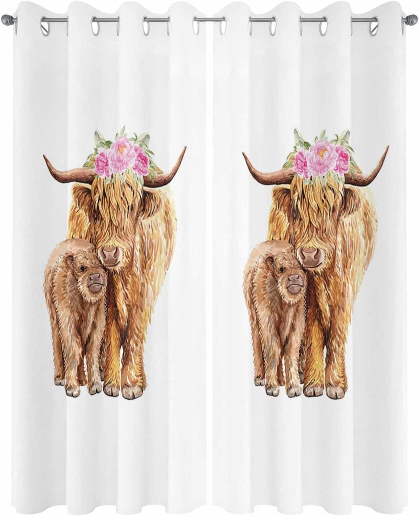 Outdoor Curtains Waterproof, Mother's Day Yak Privacy Screen Outdoor Front Porch Decor, Grommet Outside Curtains for