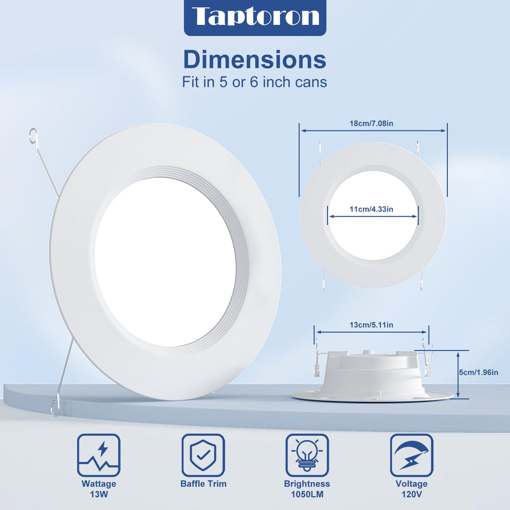 Recessed Lighting 5/6 Inch, 6Pack Color Changing LED Can Lights for Ceiling, 13W 1050LM Retrofit Recessed Lights