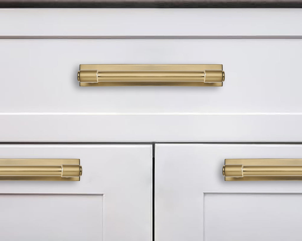 5 Pack 6 Inch(152 mm Center to Center Brushed Gold Cabinet Pull Backplate with Base Plate Zinc Solid Brushed Brass