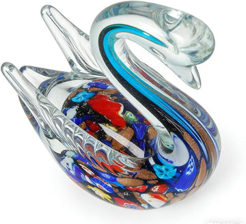 Swan Figurine, Multicolored Elegance, Home Decor