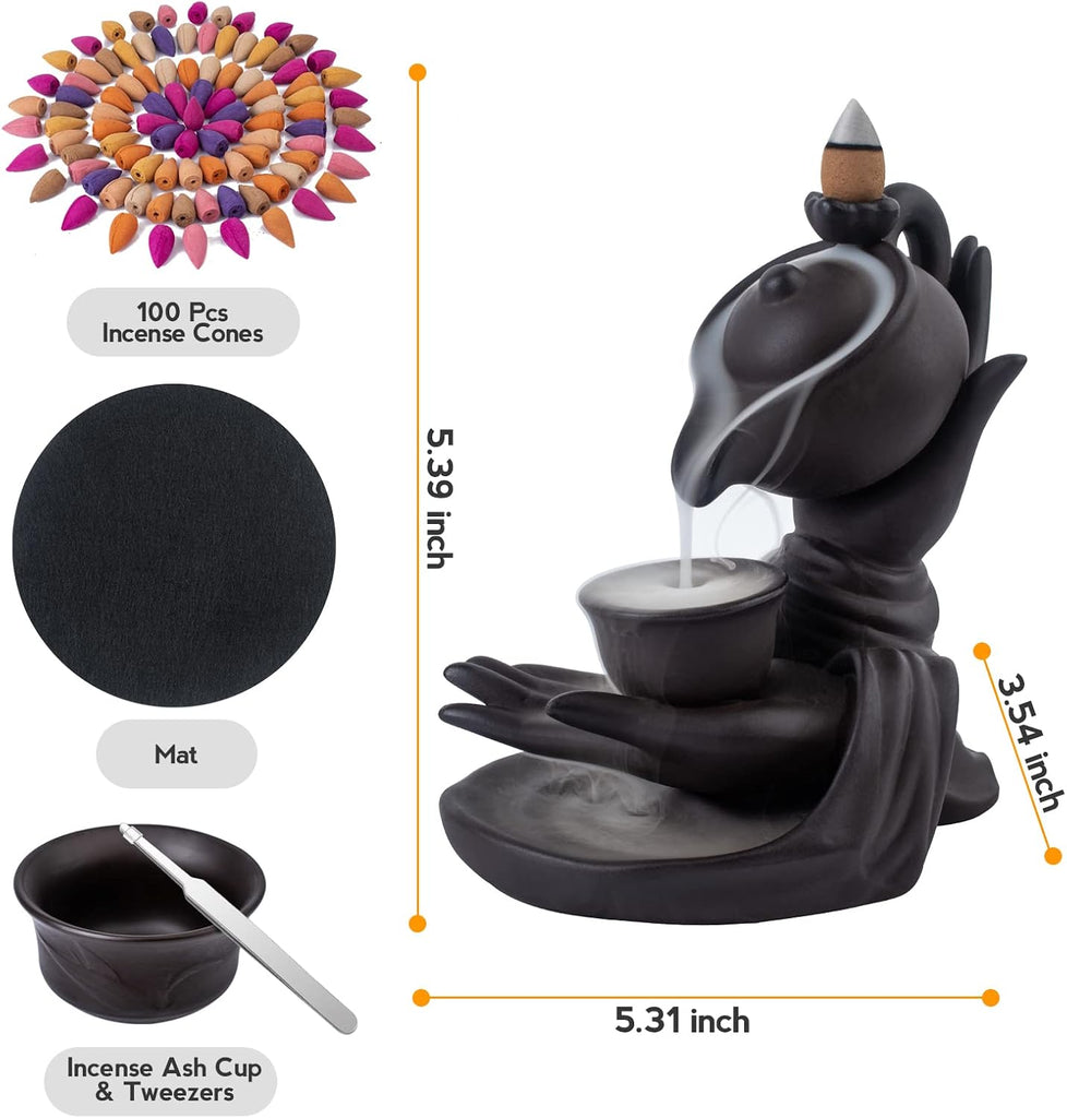 Waterfall Incense Burner Buddha Hand Backflow Incense Waterfall Burner Smoke Incense Holder Waterfall with 100 - Set of 100