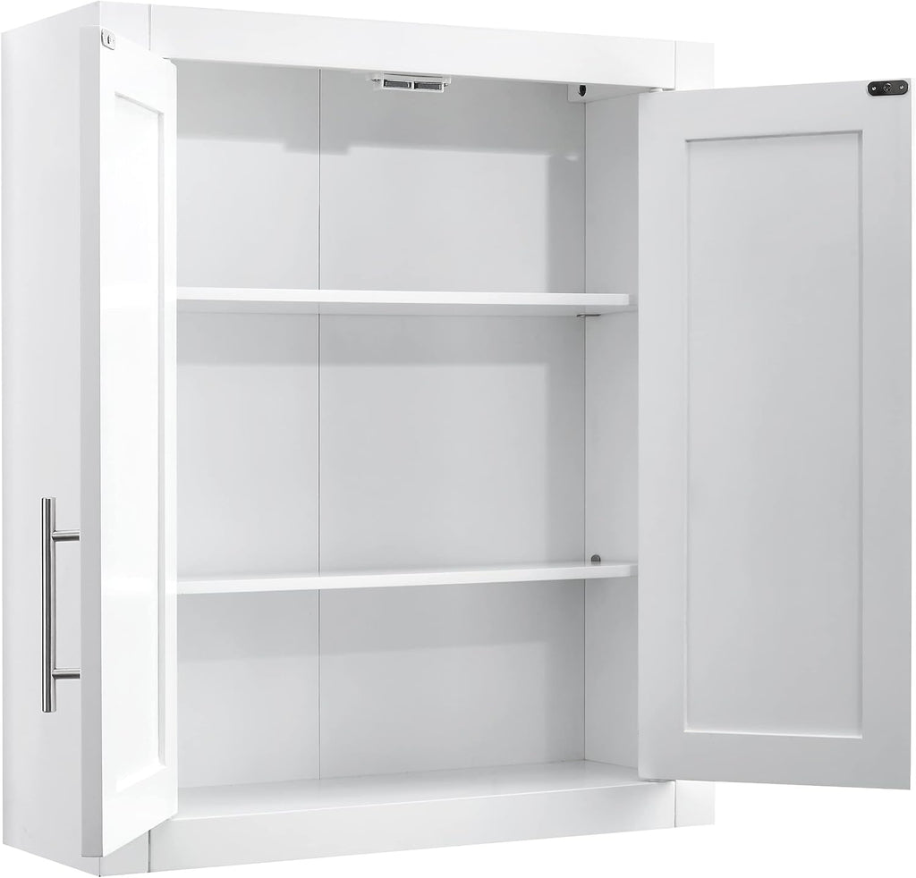 Savannah Wall Mounted Bathroom Storage Medicine Cabinet with Shelves, White