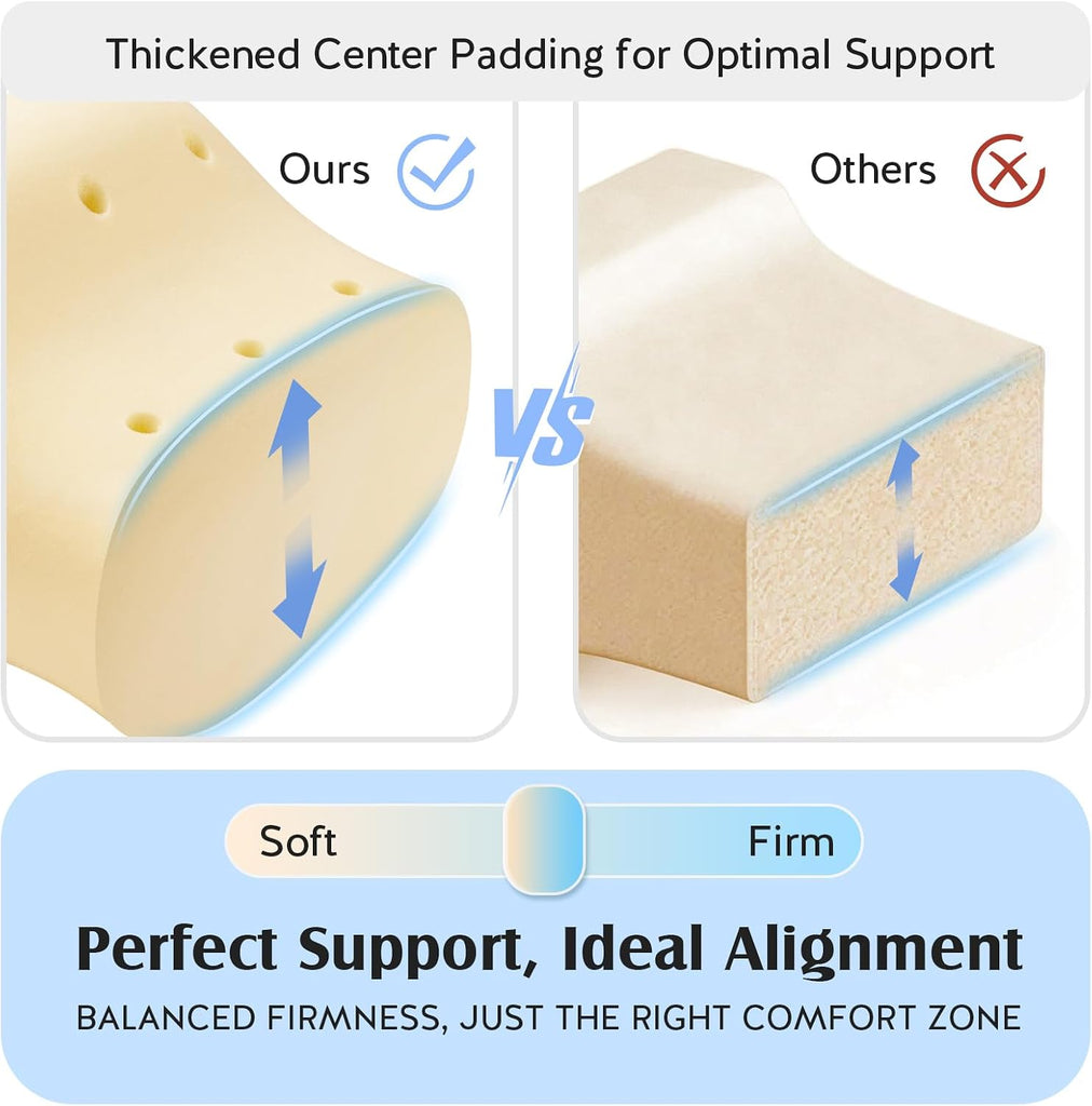 Knee Pillow for Side Sleepers, Breathable Memory Foam Leg Pillow Blue | Adjustable & Detachable Strap, Ergonomic