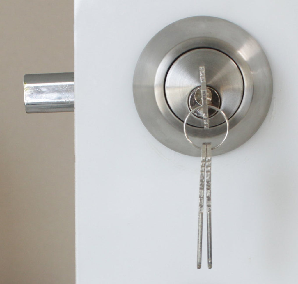Satin Nickel Double Cylinder Deadbolt with 2 Side(Both) Keyed Round Modern Contemporary Deadbolt Door Lock for
