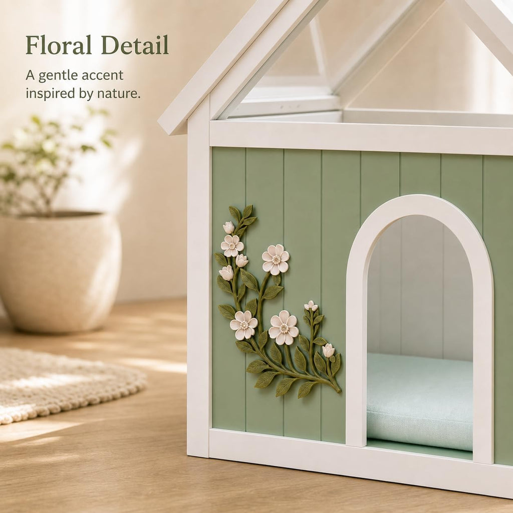 Modern Indoor Dog House for Small Dogs, Solid Wood Decorative Pet House, Furniture Style Wooden Dog House (25"D ×