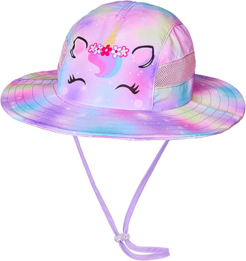 Sun Hat for Kids Girls, UPF 50+ Wide Brim Beach Hat for Toddler
