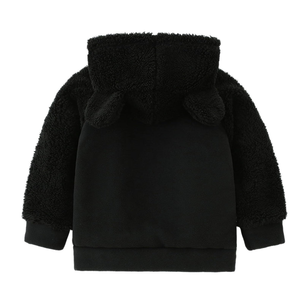 Toddler Baby Boys Girls Fleece Hooded Jacket Coat with Ears Warm Outwear Coat Zipper Up