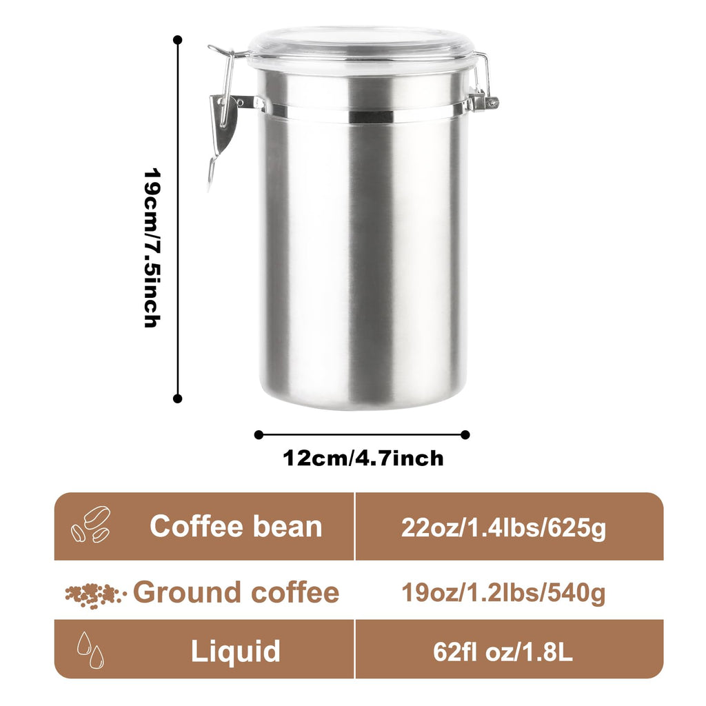 Coffee Canister 4 Pcs Stainless Steel Food Container with Clear Lids Airtight Container Stackable Canisters Kitchen