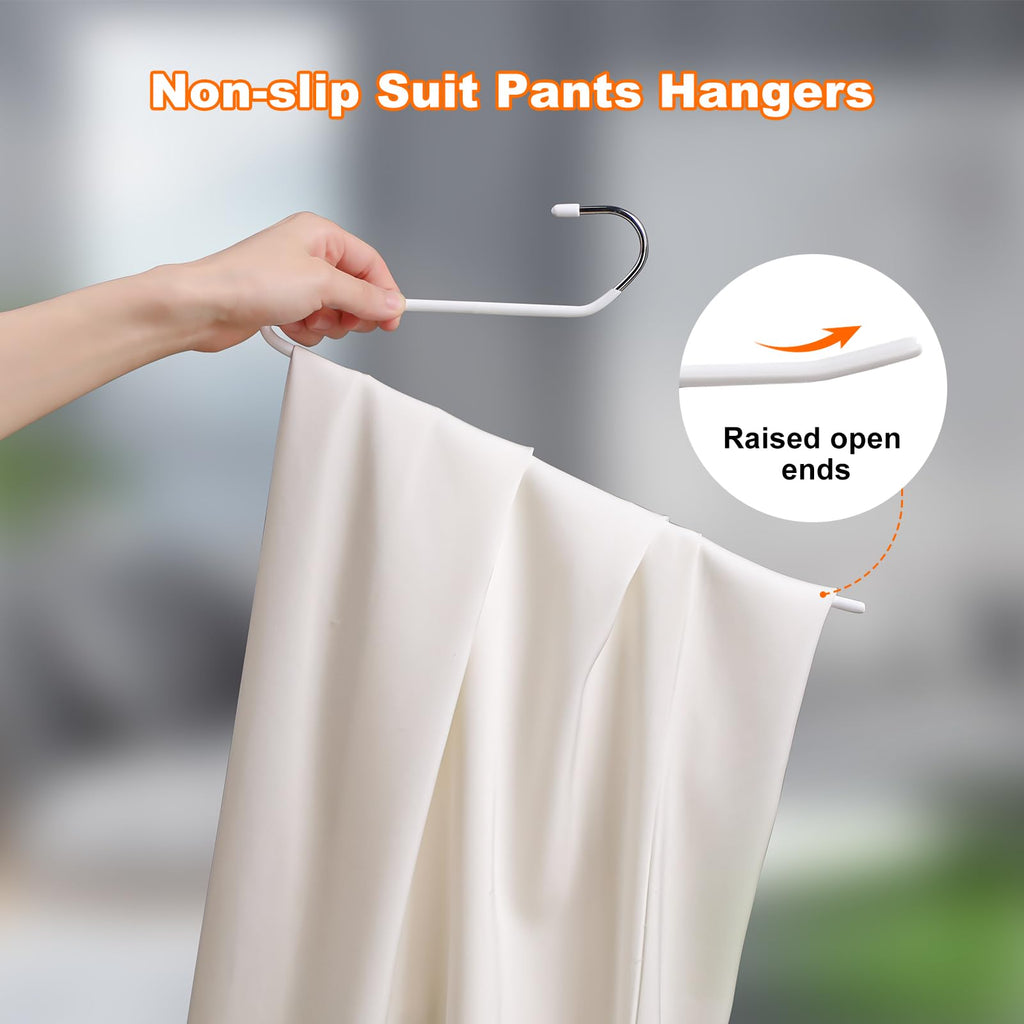 30 Pack Pants Hangers Space Saving, Open Ended Hangers for Pants, Scarf Organizer Hanger for Closet, Metal Non Slip