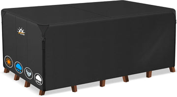 Patio Furniture Cover Rectangle - 110 Inch Outdoor Table Cover Waterproof & Heavy Duty, Large 600D Lawn Furniture