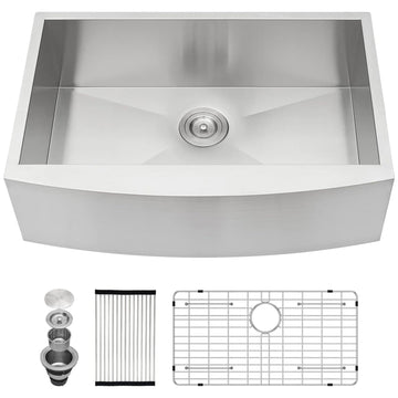 36 Inch Farmhouse Kitchen Sink - 36 x 20 Farmer Sink Stainless Steel 16 Gauge Single Bowl Apron Front Farm Style