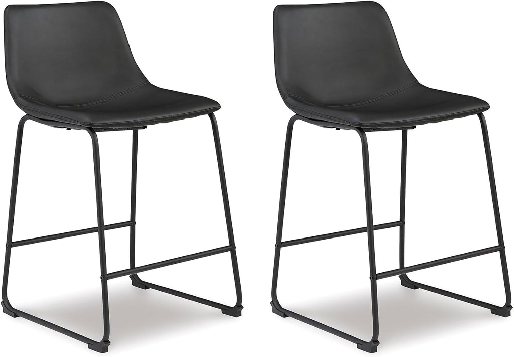 Centiar 24" Counter Height Modern Bucket Barstool, 2 Count, Black