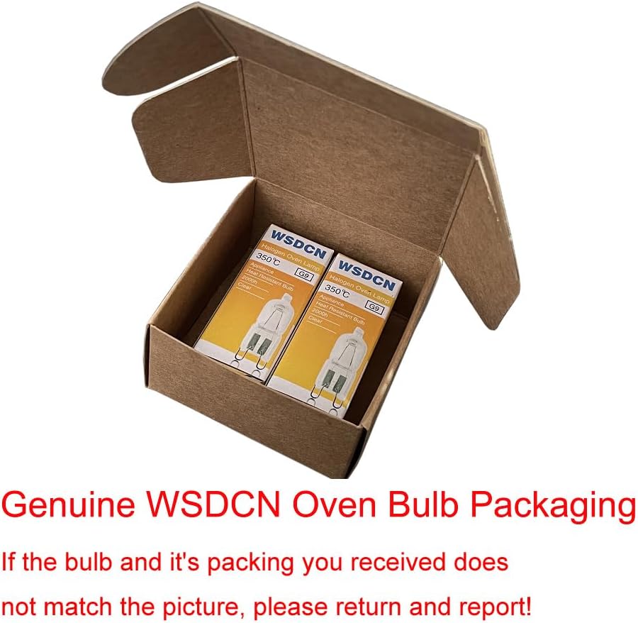 2 Pack WSDCN G9 120 Volt 40W Halogen Oven Lamp 350°C Oven Light Bulb