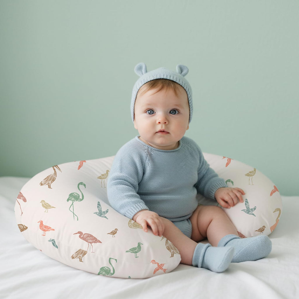 Nursing Pillow Covers 2 Pack, Soft & Breathable Removable Breastfeeding Pillows Covers for Feeding Pillows, Nursing