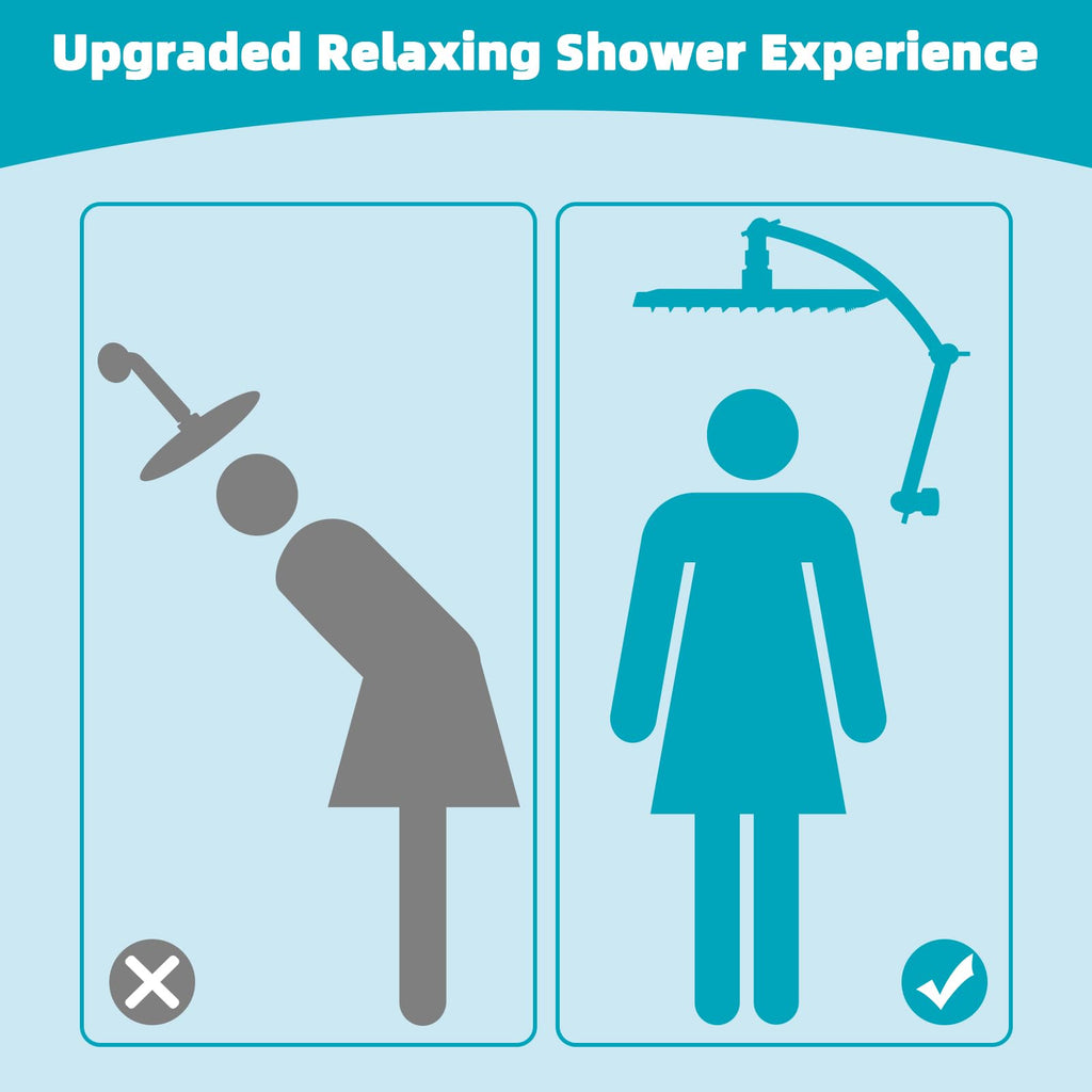Rain Shower Head, 13'' High Pressure Rainfall 5 Spray Mode Showerhead with 16" Shower Head Extension Arm, Solid Brass
