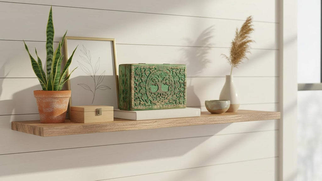 Handmade Wooden Jewelry & Keepsake Box, Decorative Storage Box, 8 x 5 Inch