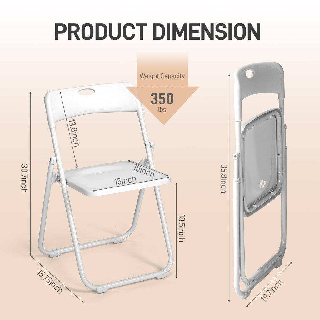 10 PCS Plastic Folding Chair, Lightweight Foldable Chair, White