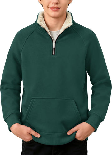 Boys Fleece Quarter Zip Mock Neck Sweatshirts for Winter