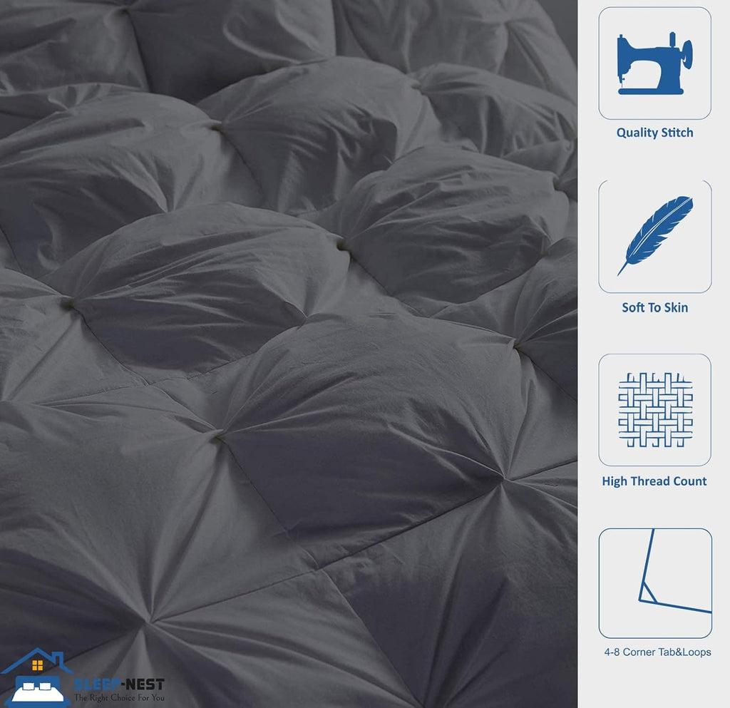 Oversized Queen Comforter 98 x 98 - Hotel Luxury 1 Piece Down Alternative Pinch Pleat Comforter with 8 Corner Tabs