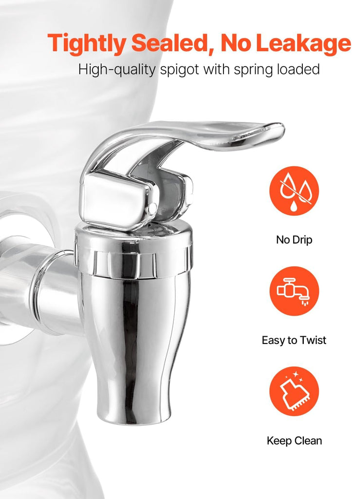 Beverage Dispenser, 2.64 Gallon Drink Dispenser for Parties, Plastic Juice Dispensers with Spigot Ice Chamber, Iced
