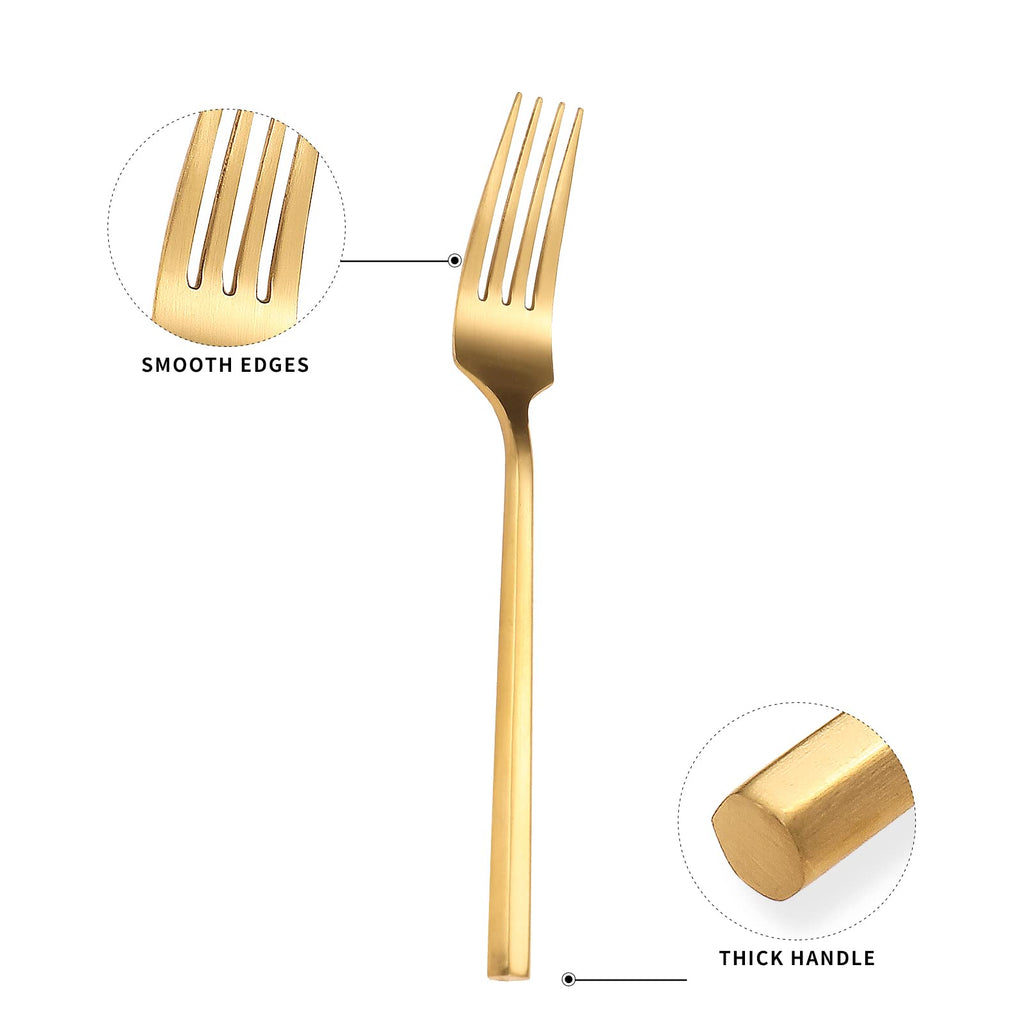 Matte Silverware Set Gold Flatware Set with Hexagon Handle 20 Pieces 18/0 Stainless Steel Cutlery Set Wedding