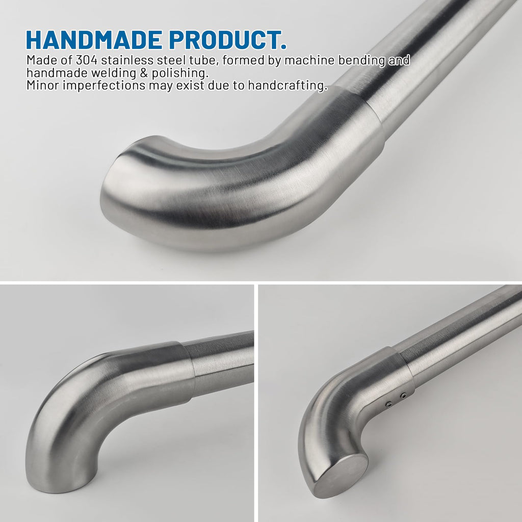 Handrail 90° Wall Returns 2 Pcs, 304 Stainless Steel Railing Endcap Indoors Outdoors, Easy Drill-Free Installation
