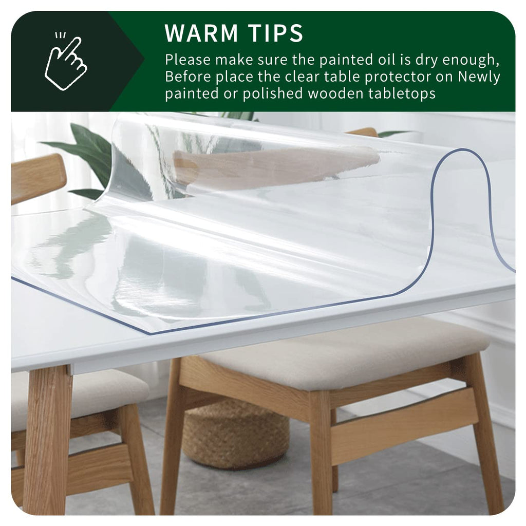 38x84 Inch Transparent Coffee Table Protector Wipeable Vinyl Top Protector Clear Plastic PVC Tablecloth Glass Dinner