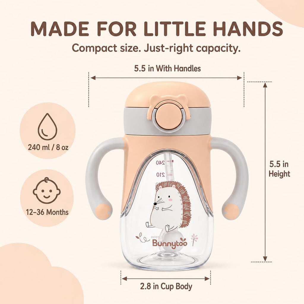 Weighted Straw Sippy Cup, 8 oz Tritan Toddler Cup with Handles