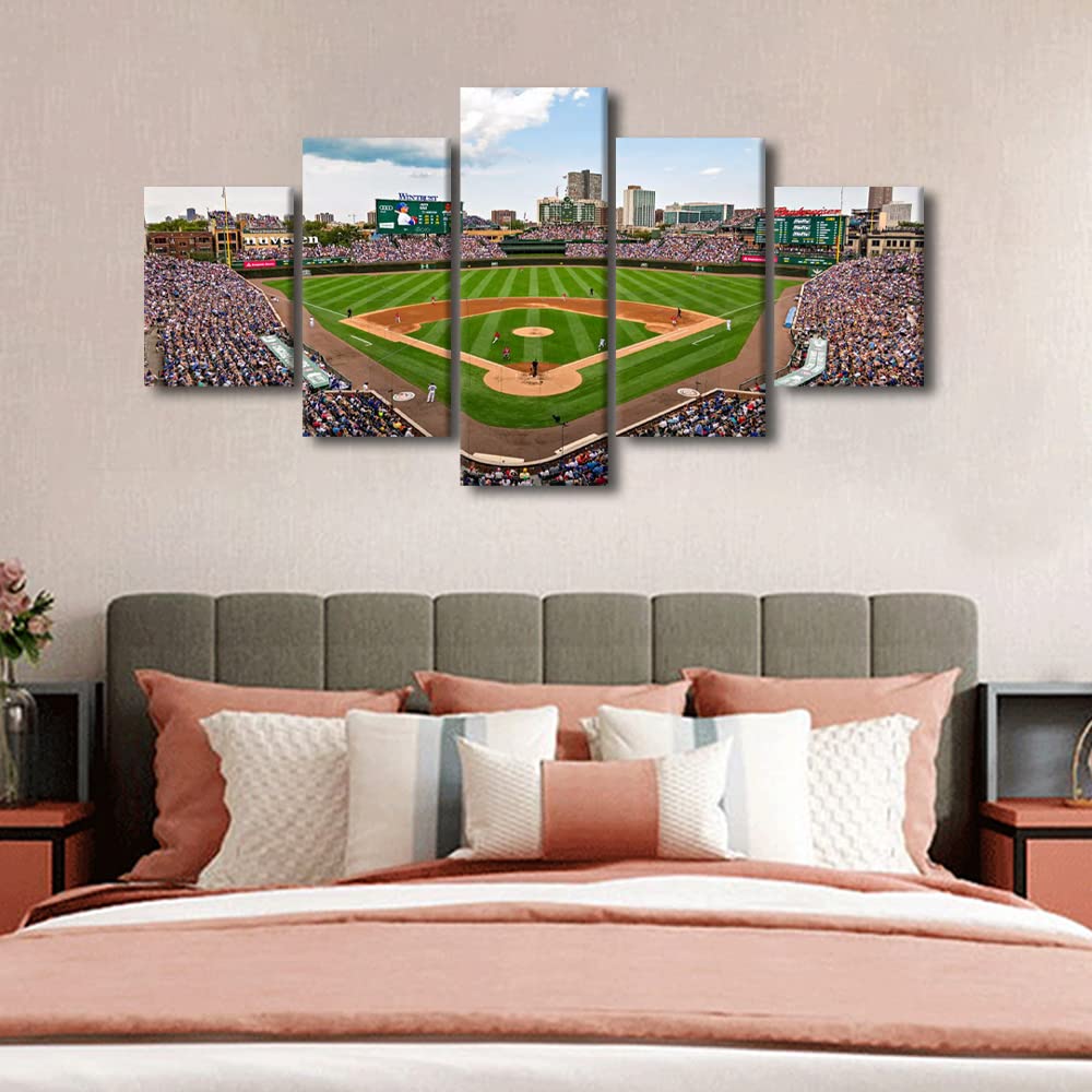 Wrigley Field in Chicago Wall, Sports Stadium Pictures Print On Canvas