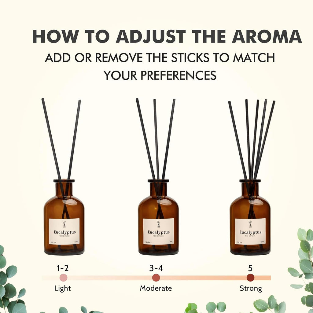 Reed Diffuser Set, 8.12 fl.oz Eucalyptus Scented Diffuser with Sticks, Up to 120 Days, Home Fragrance Reed Diffuser - Set of 2