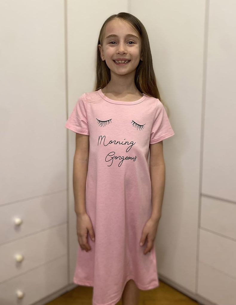 Girls Nightgowns Summer Soft Cute Cartoon Print Pajama Sleep Dress