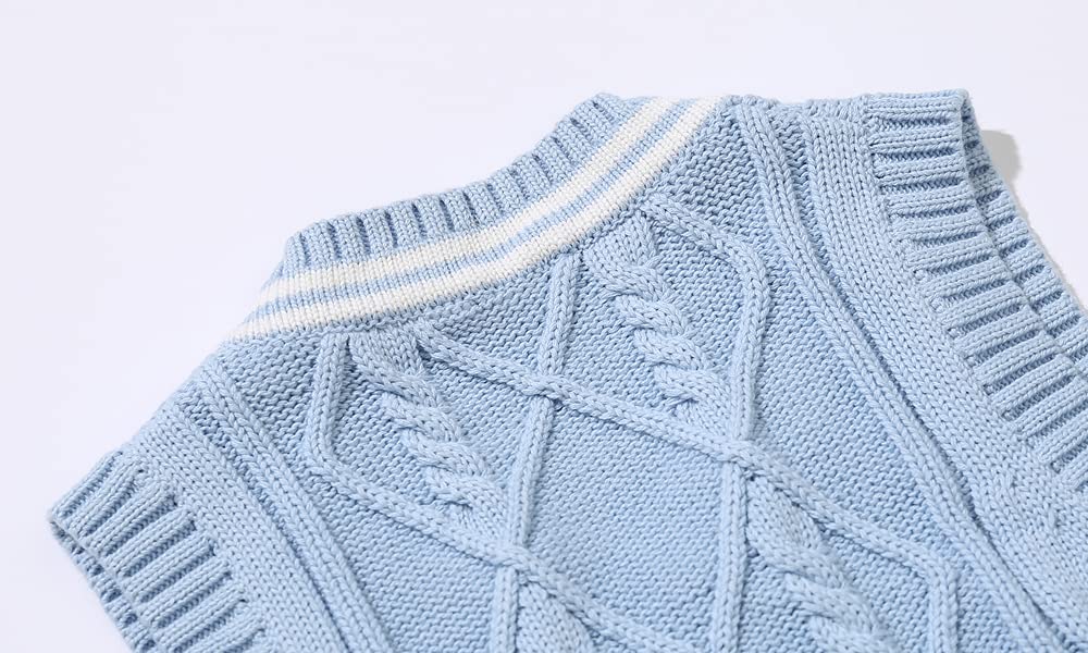 Toddler boy Knit Vest V-Neck Cardigan Kids Autumn Clothes - (Sky Blue 80)