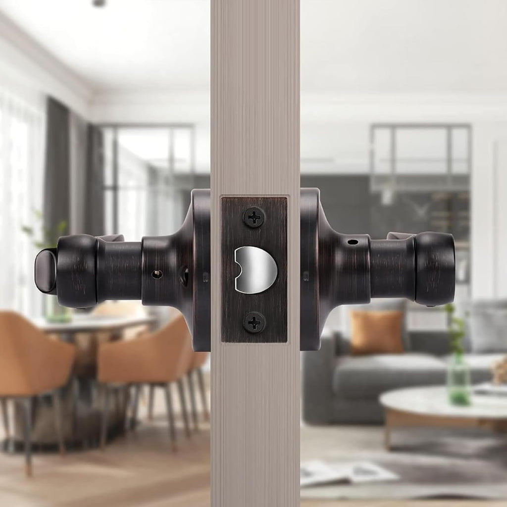 5 Pack Privacy Door Lever Lever Door Handle Thumb Turn Lock Inside with a Oil Rubbed Bronze Finish, Reversible for