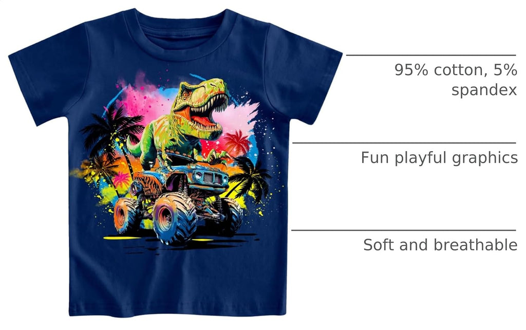 Toddler Boys Shirts Truck Dinosaur Kids Tshirt