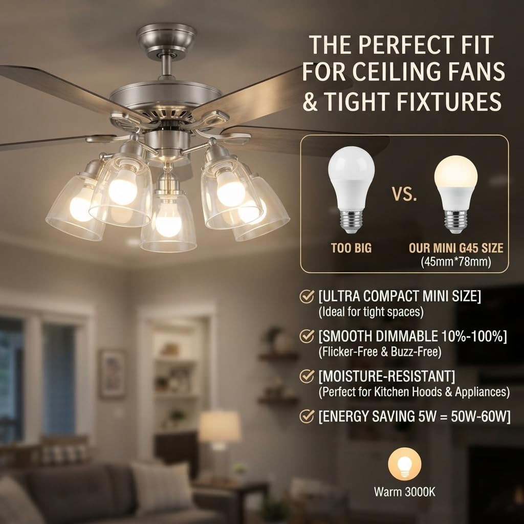 E26 Range Hood Bulbs, Dimmable A15 LED Appliance Bulb, 5W Refrigerator Lamp