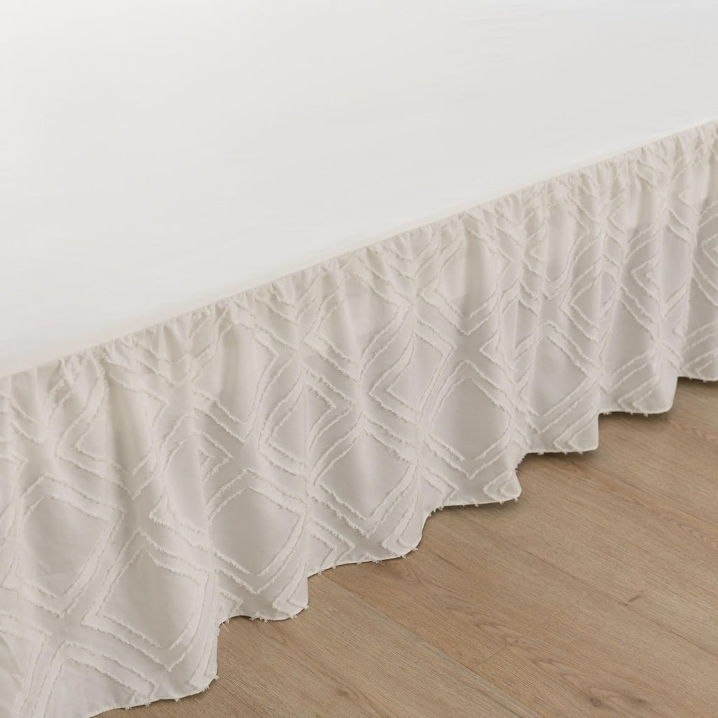 Tufted Bed Skirt Queen Size - Ruffled Bed Skirts with Split Corners