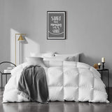 Organic Full Feathers Down Comforter - All Seasons 100% Cotton Quilted Duvet Insert
