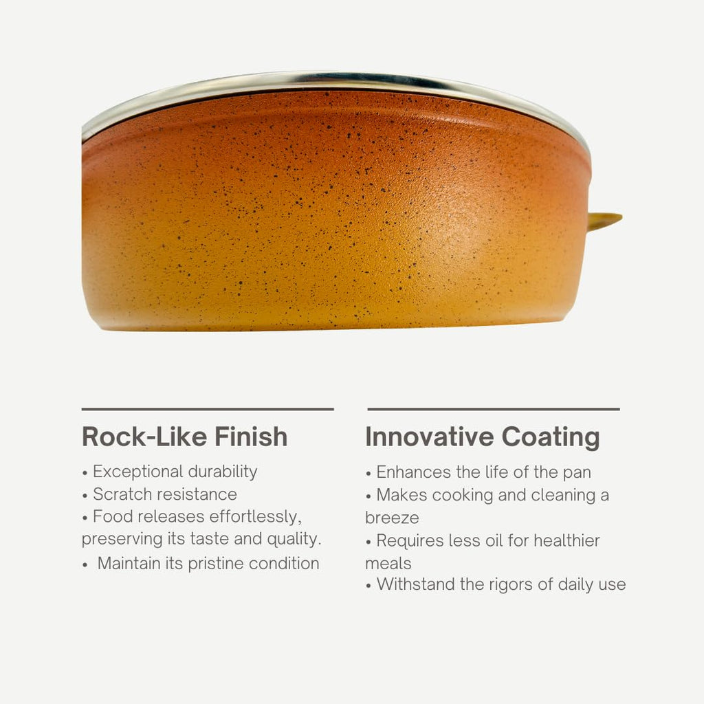 TerraCotta Non-Stick Casserole with Lid 100% PFOA Free and Non Toxic (28CM) Cazuela Olla(7018-28)
