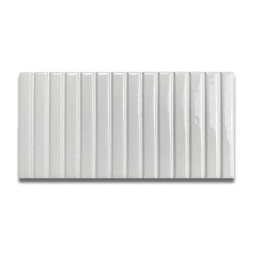 Scandia Glossy White 4.5x9 Ribbed Porcelain Wall Tile, 3D KitKat Fluted Decorative Tile Backsplash, Bathroom, Shower