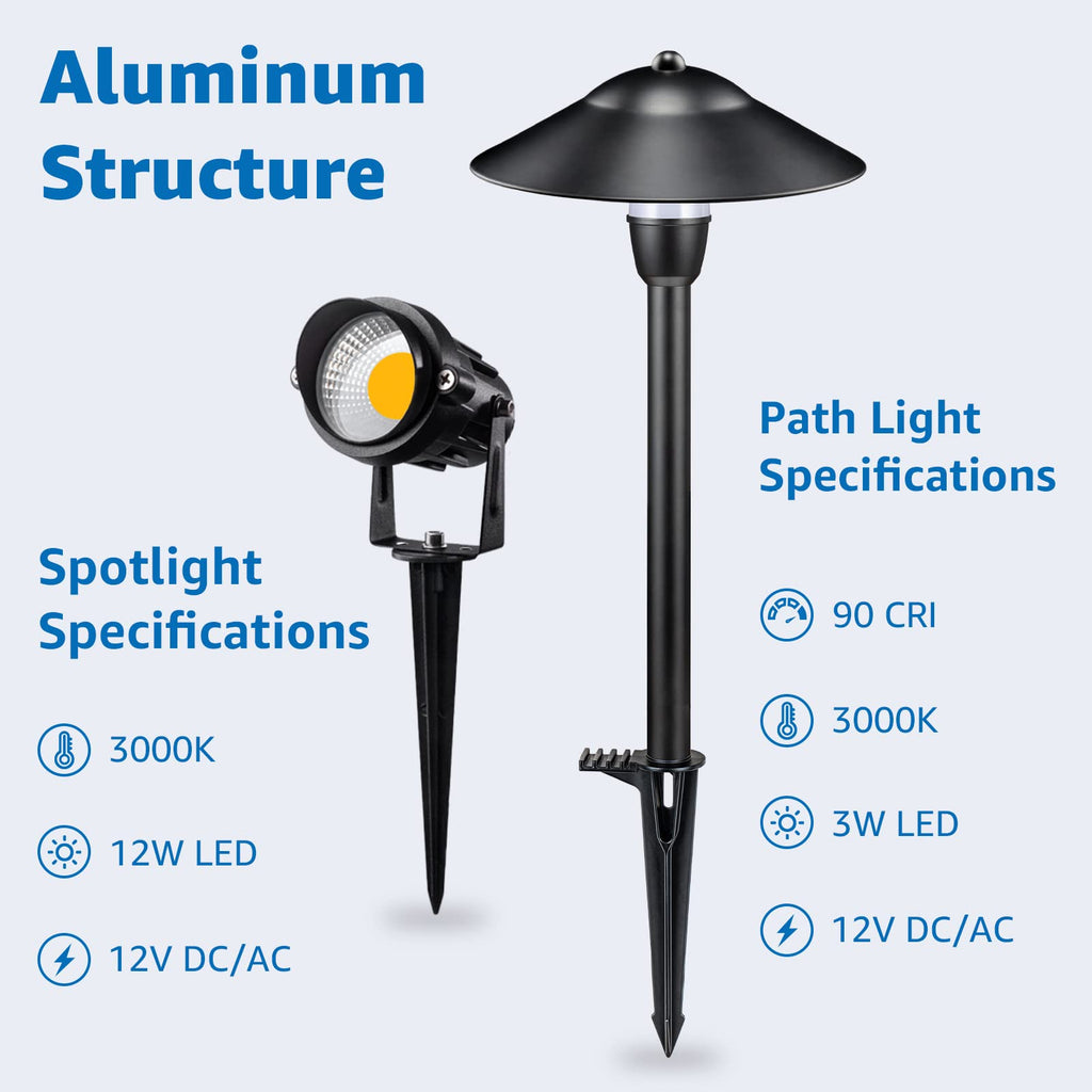 LED Low Voltage Landscape Lighting Kit with Transformer, 10 PCS