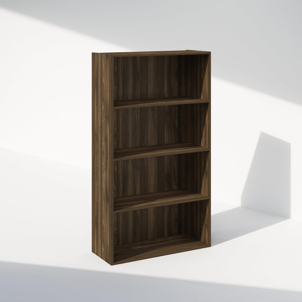 Simple Book Shelf, 4-Tier Bookshelf, Bookcase with Open Shelf, 9.4 x 23.6 x 41.7, Columbia Walnut