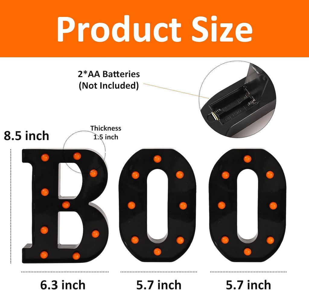 Halloween Decorations-3 Marquee Light up Letters "BOO" Decorative Sign - Set of 3