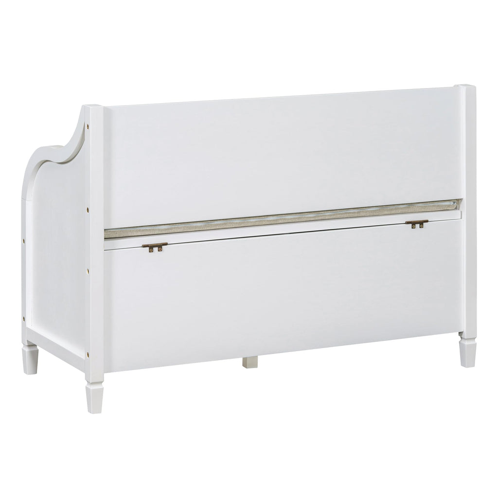 42" Rustic Storage Bench Entryway Bench Shoe Cabinet Ottoman (White)